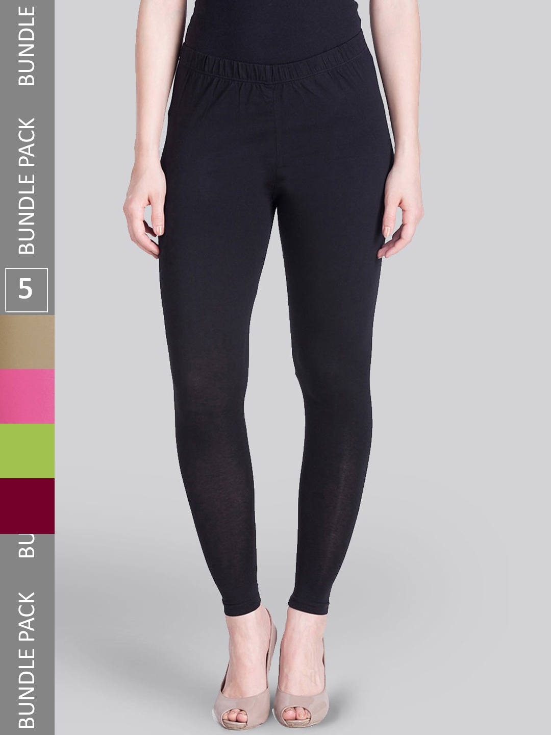 

LYRA Pack Of 5 Ankle-Length Leggings, Black