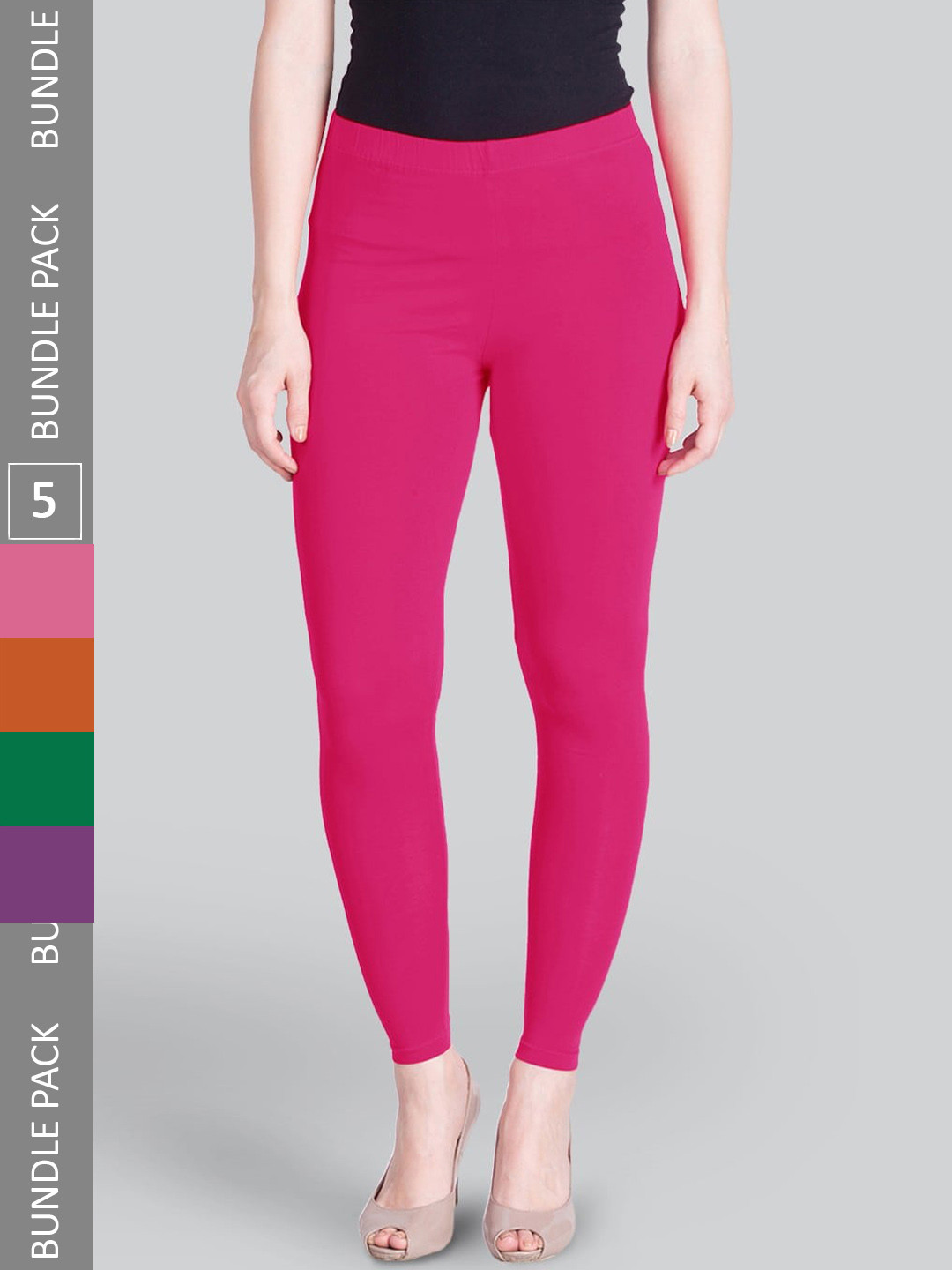 

LYRA Pack Of 5 Ankle-Length Leggings, Pink