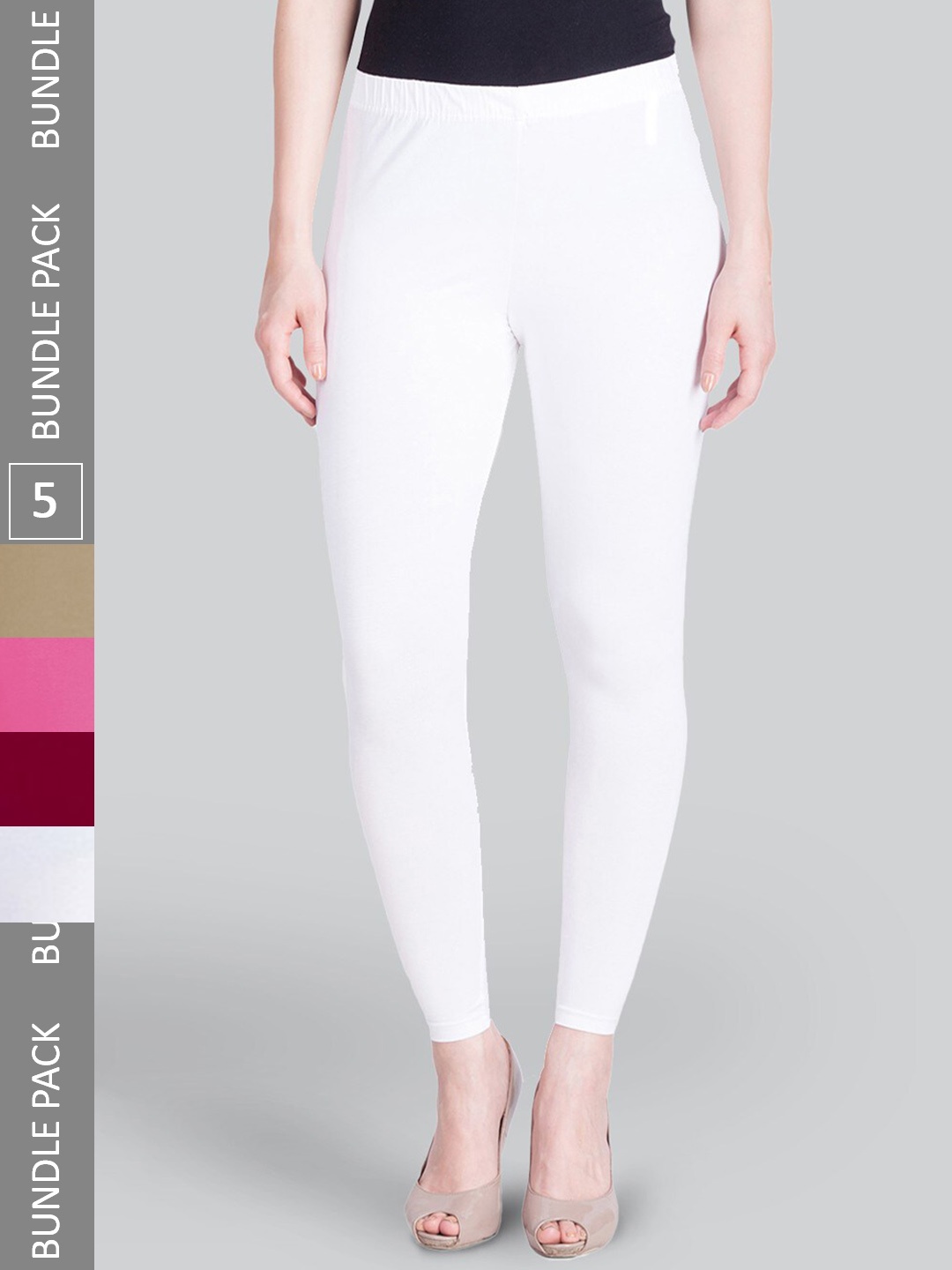 

LYRA Pack Of 5 Ankle-Length Leggings, Maroon