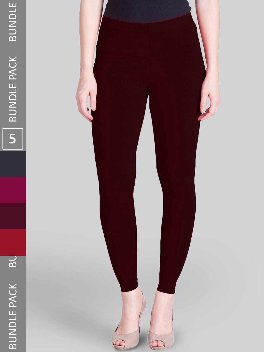 

LYRA Pack Of 5 Ankle Length Leggings, Brown