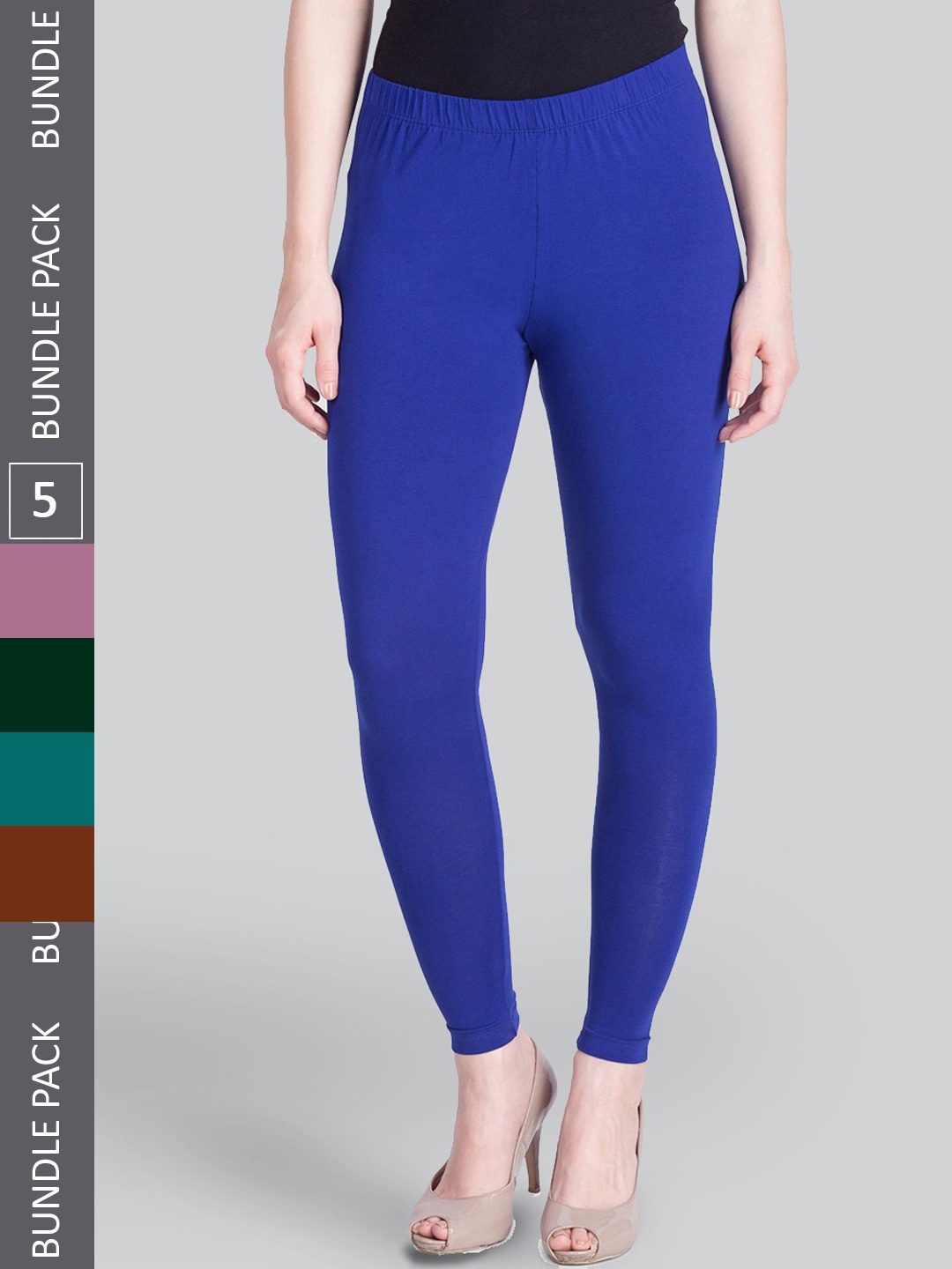 

LYRA Pack Of 5 Ankle Length Leggings, Blue