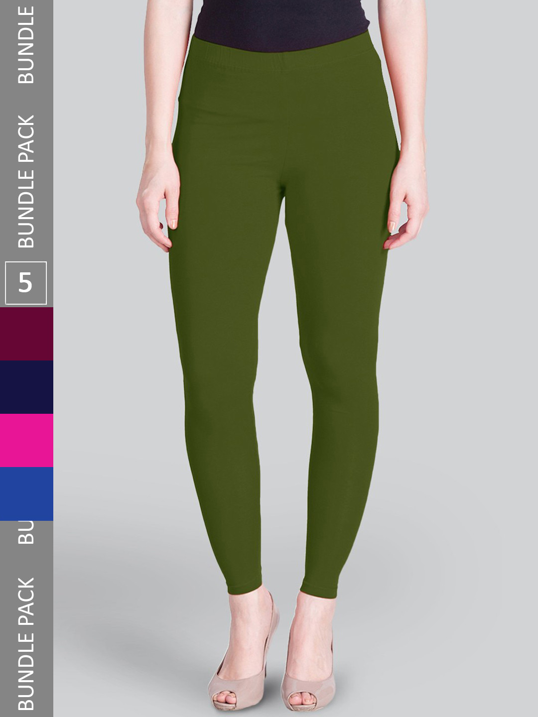 

LYRA Pack Of 5 Ankle Length Leggings, Green