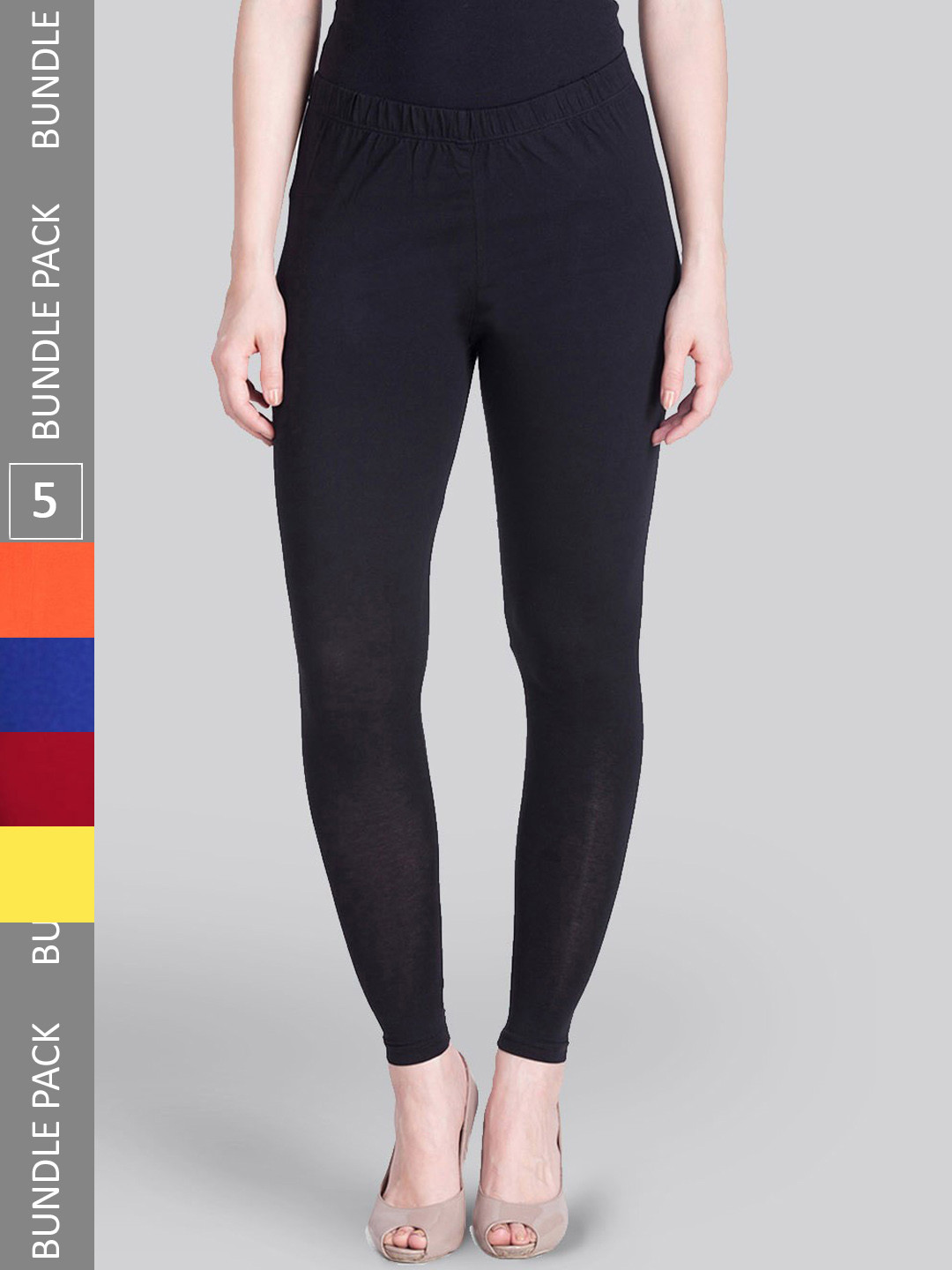 

LYRA Pack Of 5 Ankle Length Leggings, Black