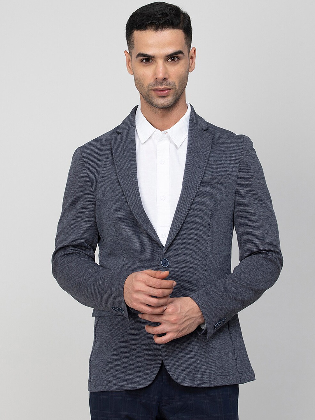 

CODE by Lifestyle Men Single-Breasted Unlined Slim-Fit Cotton Blazer, Grey