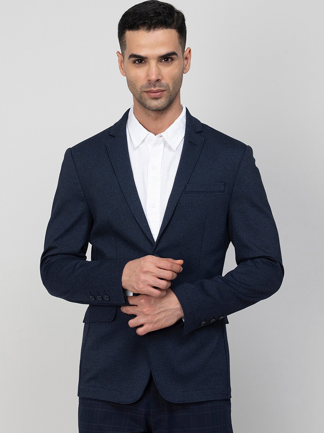 

CODE by Lifestyle Men Single-Breasted Unlined Slim-Fit Cotton Blazer, Navy blue