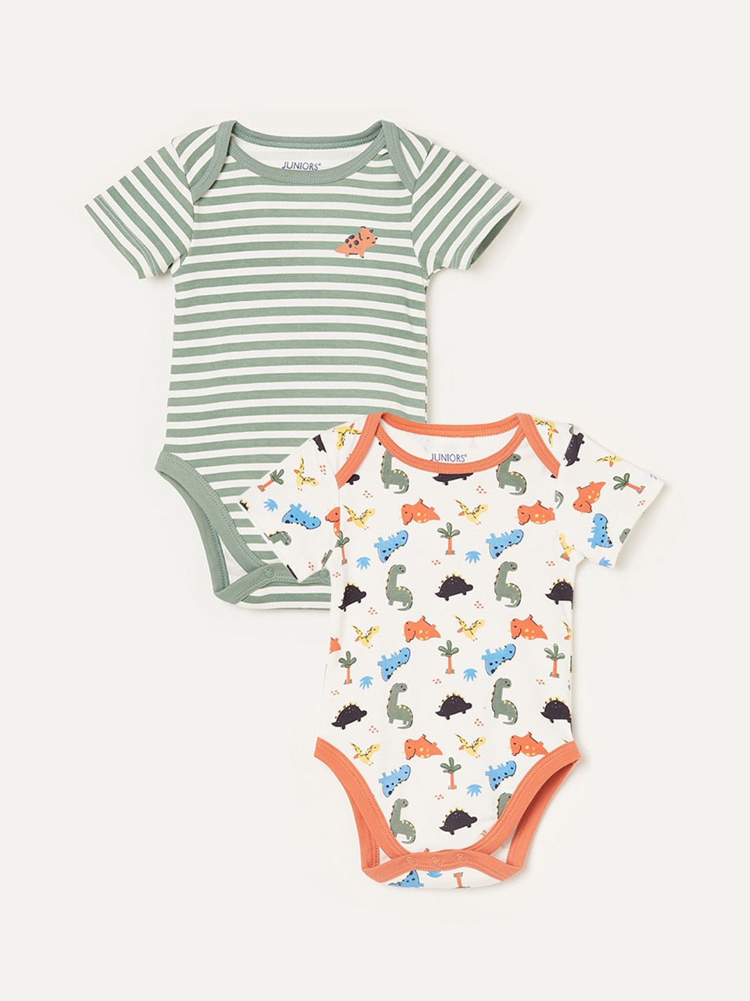 

Juniors by Lifestyle Infant Boys Pack Of 2 Printed Cotton Bodysuit, White