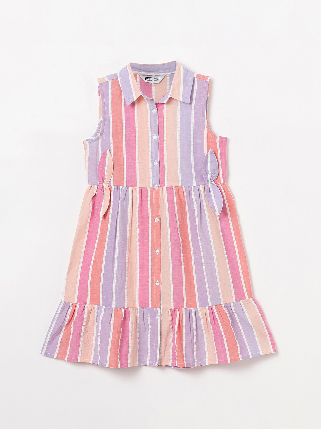 

Fame Forever by Lifestyle Shirt Collar Striped A-Line Dress, Pink