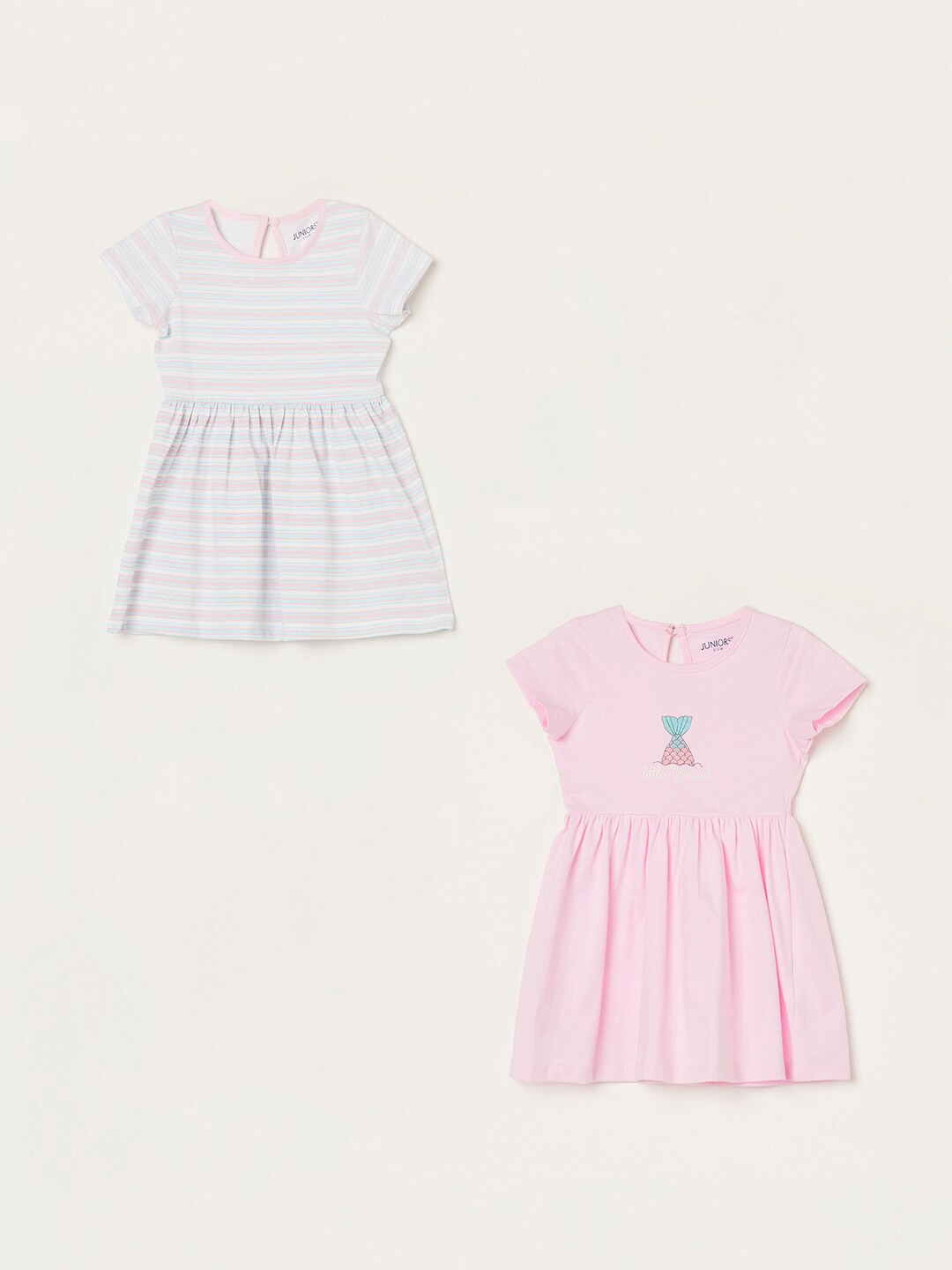 

Juniors by Lifestyle Girls Pack Of 2 Cotton Fit & Flare Dresses, Pink