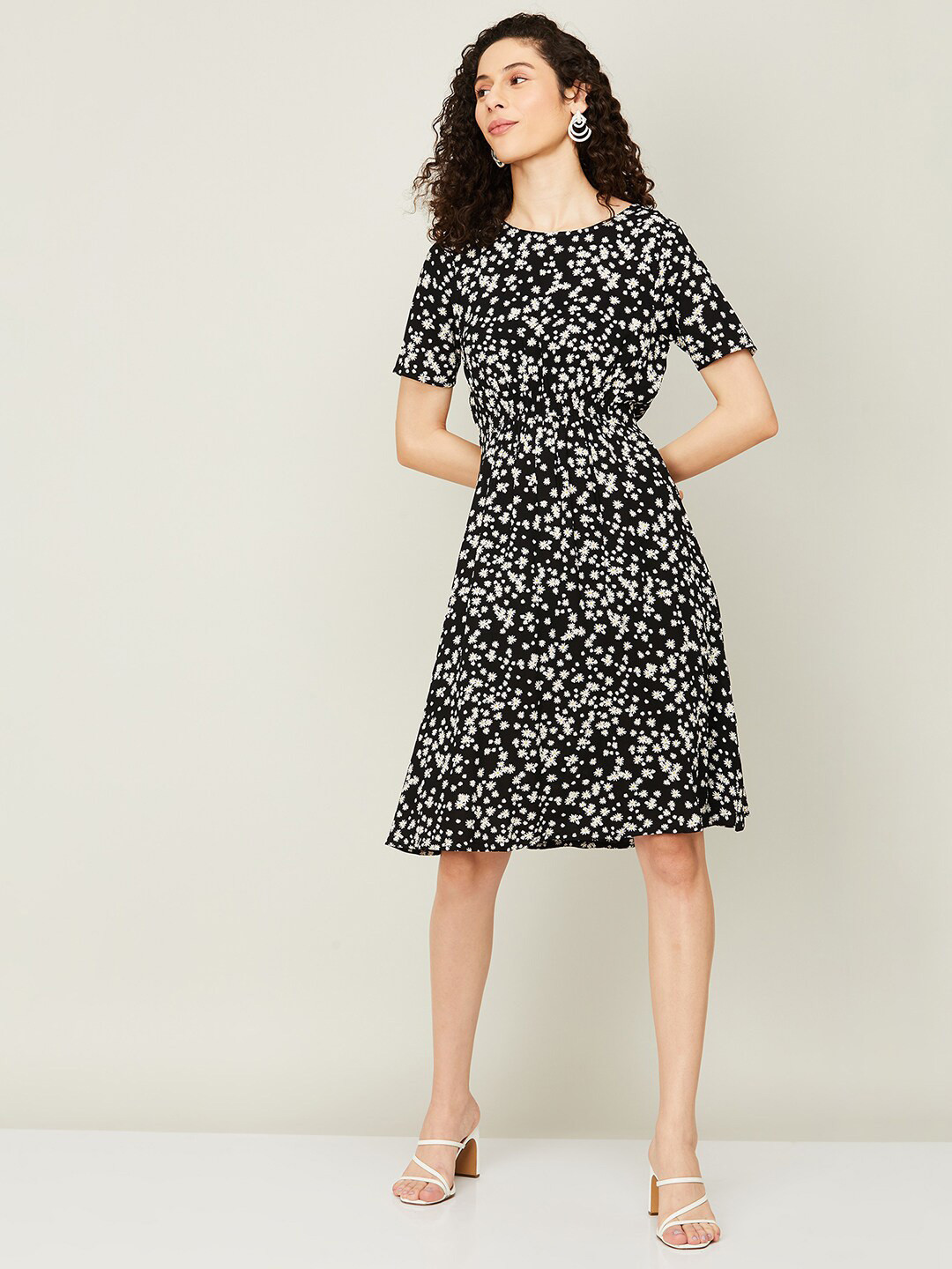 

Fame Forever by Lifestyle Round Neck Floral Dress, Black