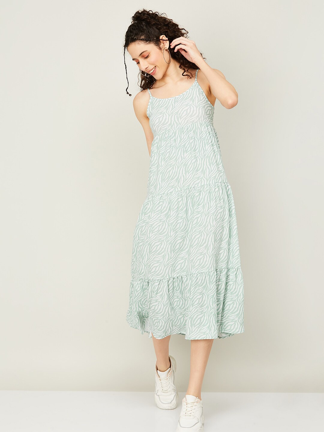 

Ginger by Lifestyle Shoulder Straps Floral A-Line Midi Dress, Green