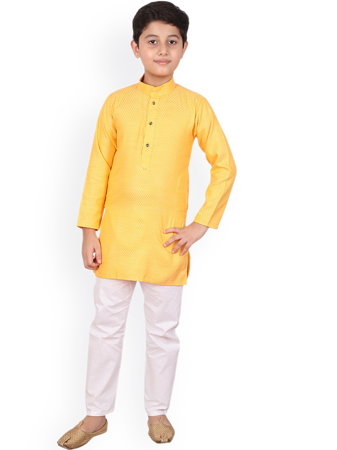 

Pro-Ethic STYLE DEVELOPER Boys Yellow Pure Cotton Kurta with Pyjamas