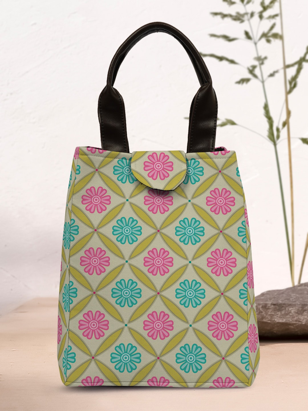 

Crazy Corner Canvas Printed Lunch Bag, Beige