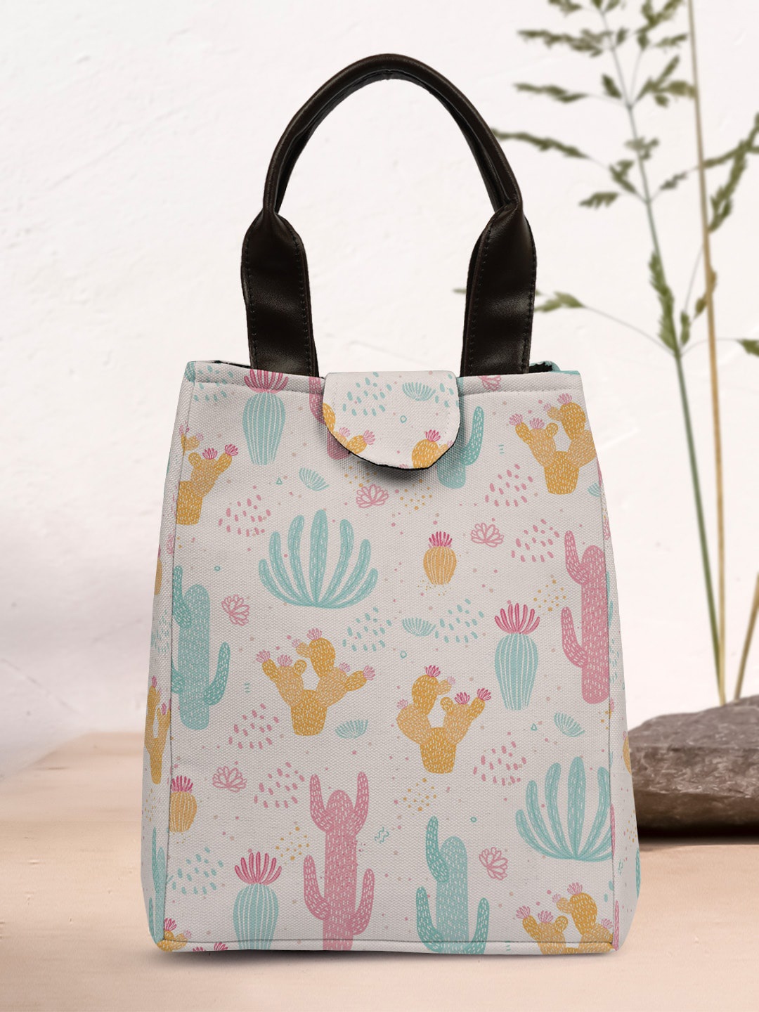 

Crazy Corner Canvas Printed Lunch Bag, Off white