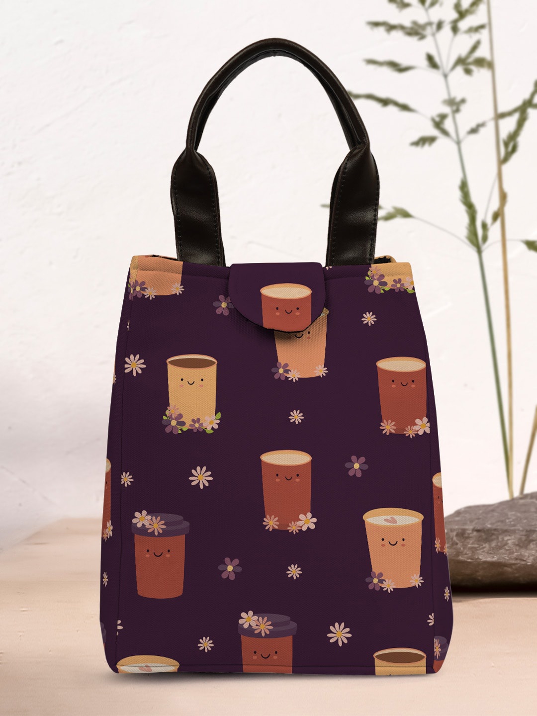 

Crazy Corner Canvas Printed Lunch Bag, Purple