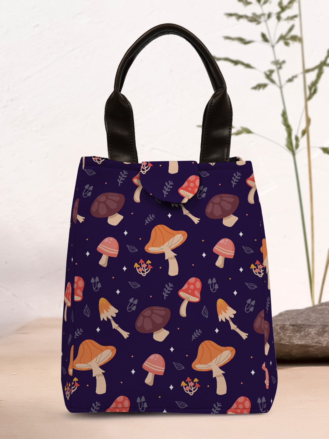 

Crazy Corner Canvas Printed Lunch Bag, Navy blue