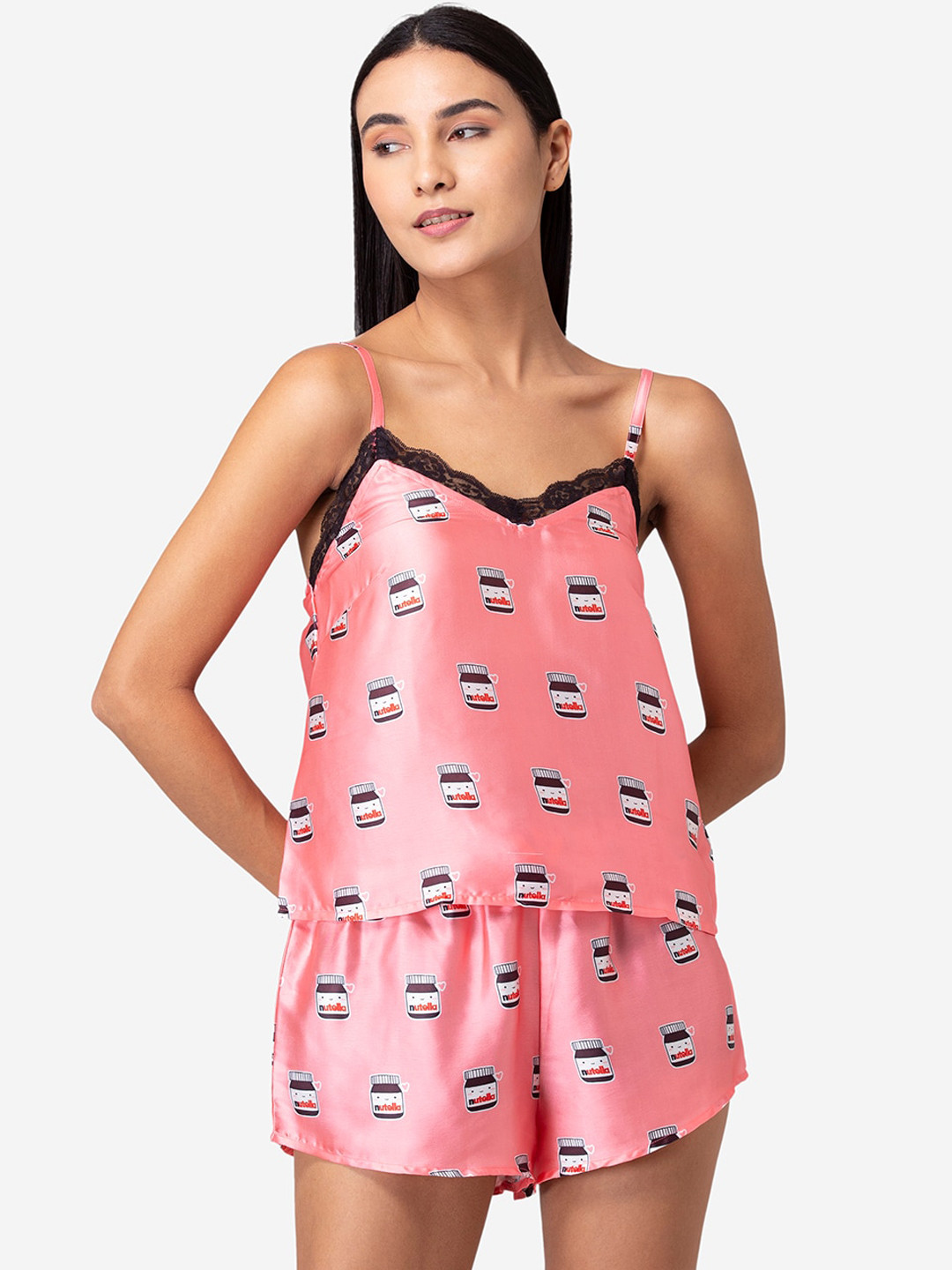 

Fluffalump Conversational Printed Night Suit, Pink