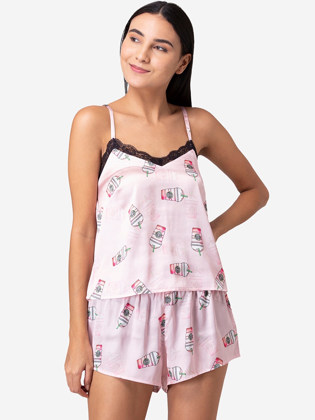

Fluffalump Conversational Printed Night Suit, Pink