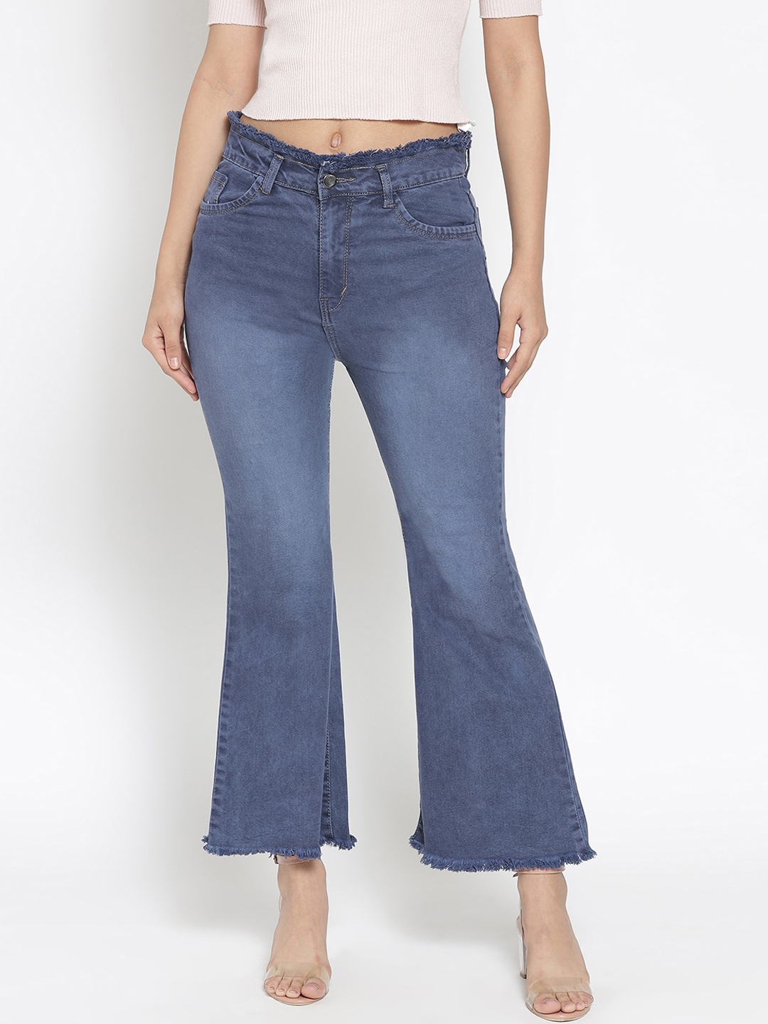 

MARC LOUIS Women Light Fade Mid-Rise Cotton Bootcut Jeans, Grey