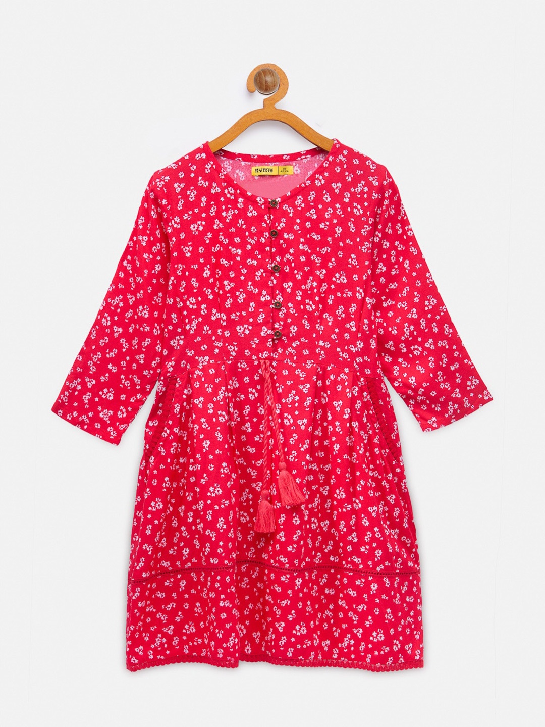 

NYNSH Girls Floral Printed Dress, Red