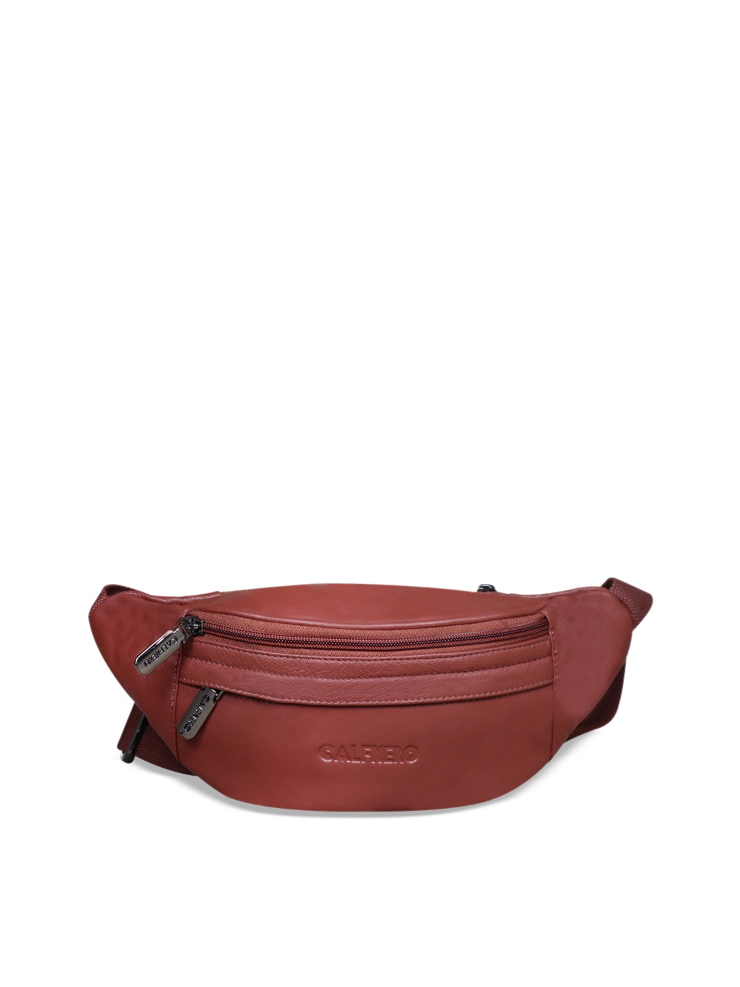 

CALFNERO Genuine Leather Textured Waist Pouch, Brown
