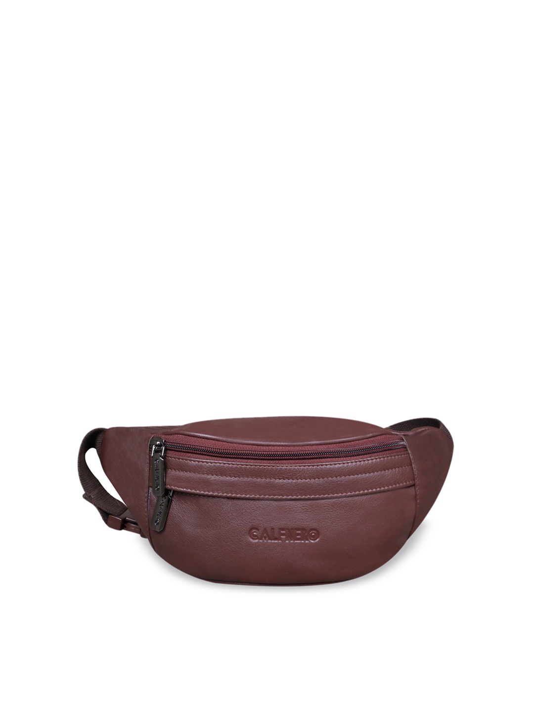 

CALFNERO Genuine Leather Textured Waist Pouch, Brown