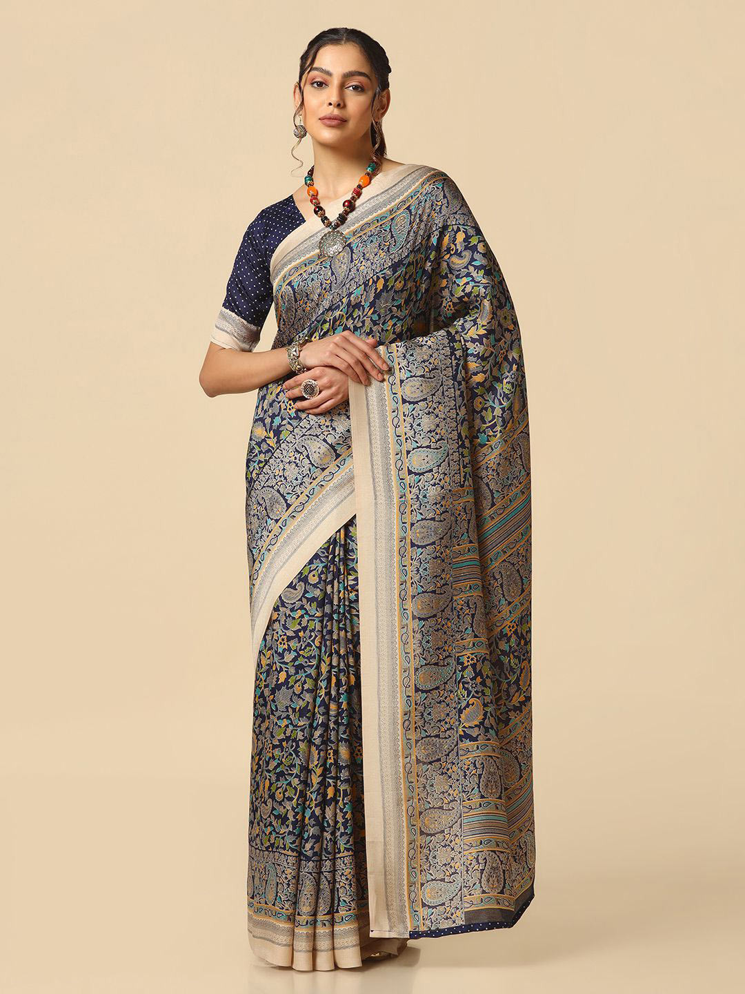 

Mitera Floral Printed Saree, Blue