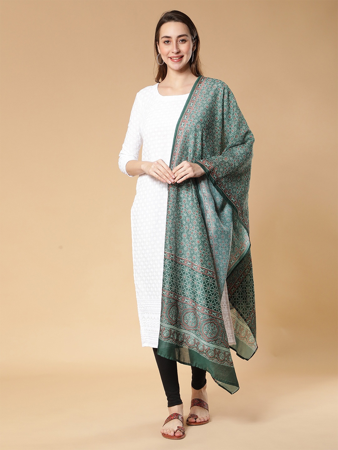 

Fabclub Ethnic Motifs Digitial Printed Dupatta, Green