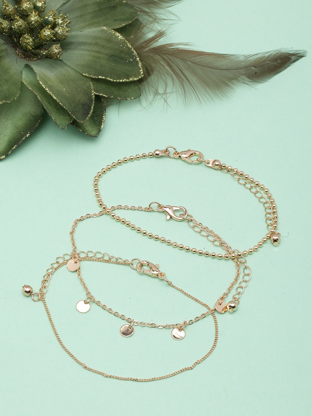 

DressBerry Set Of 3 Gold-Plated Charm Bracelets