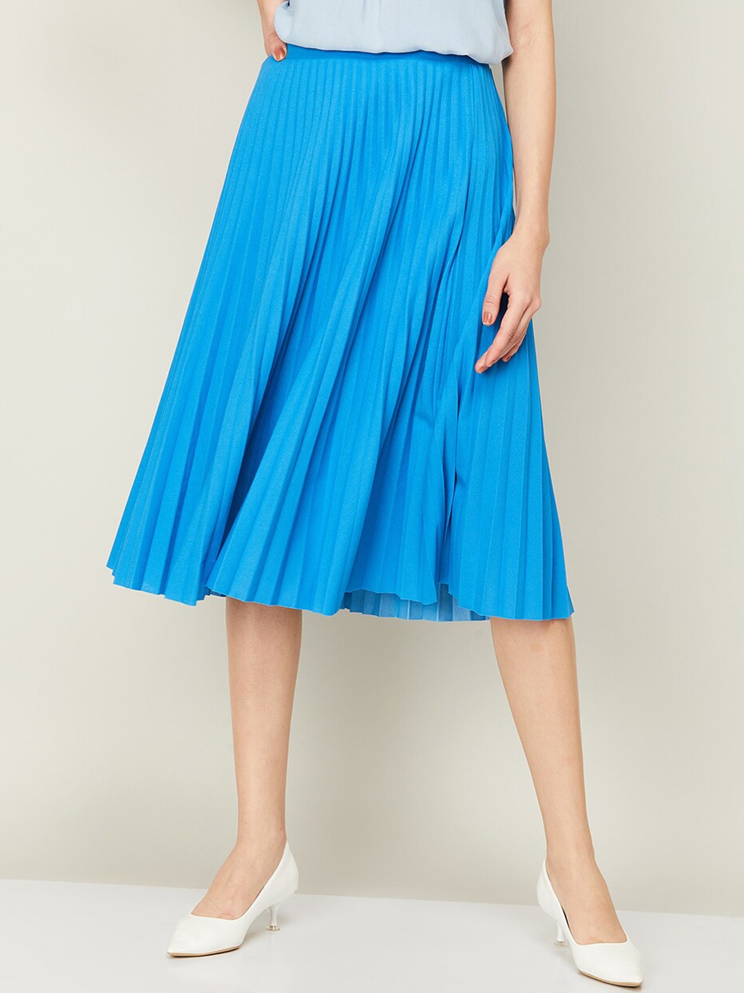

CODE by Lifestyle Accordion Pleated Flared Skirt, Blue