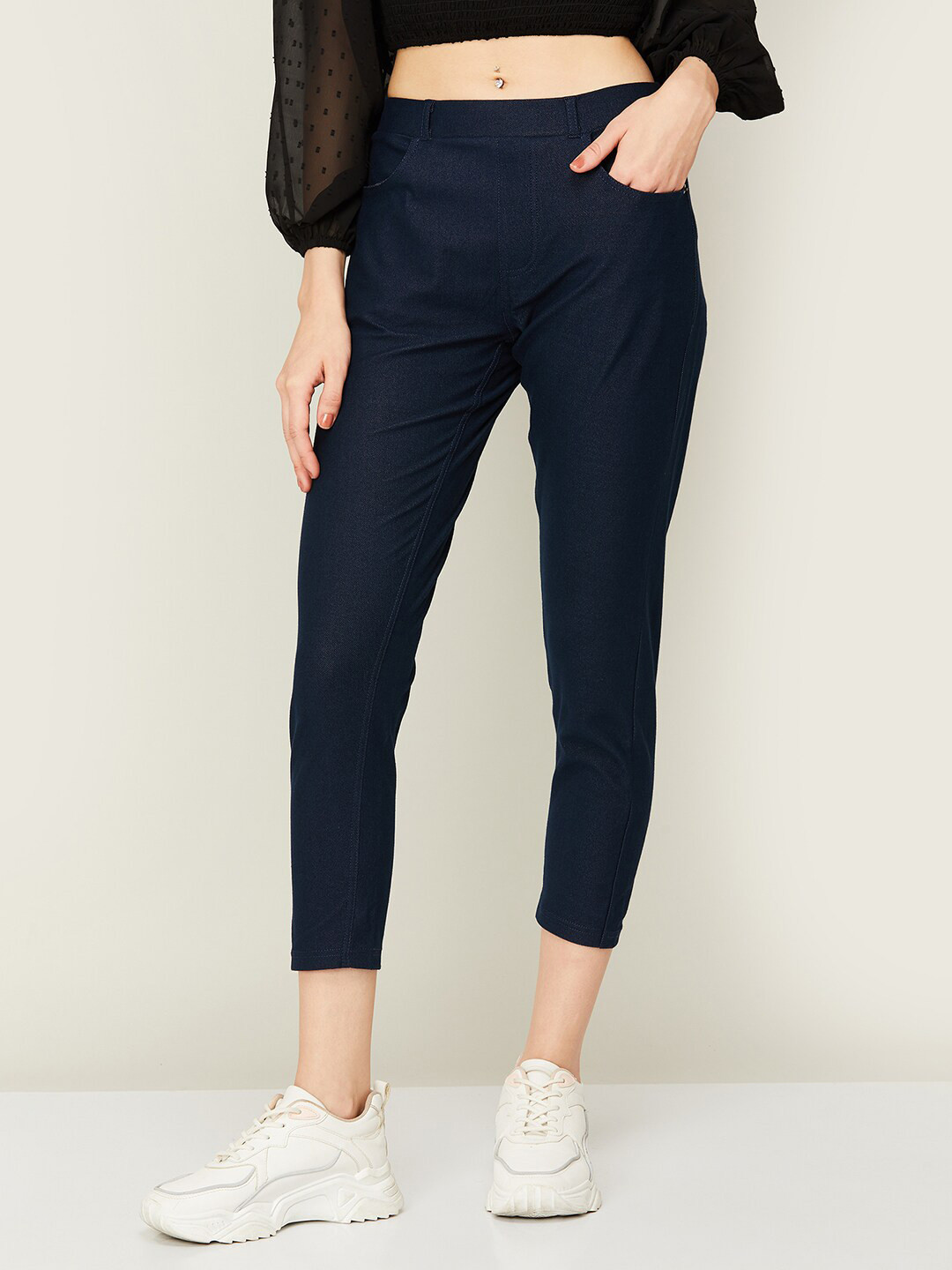 

Colour Me by Melange Women Straight Fit Cotton Jeggings, Blue