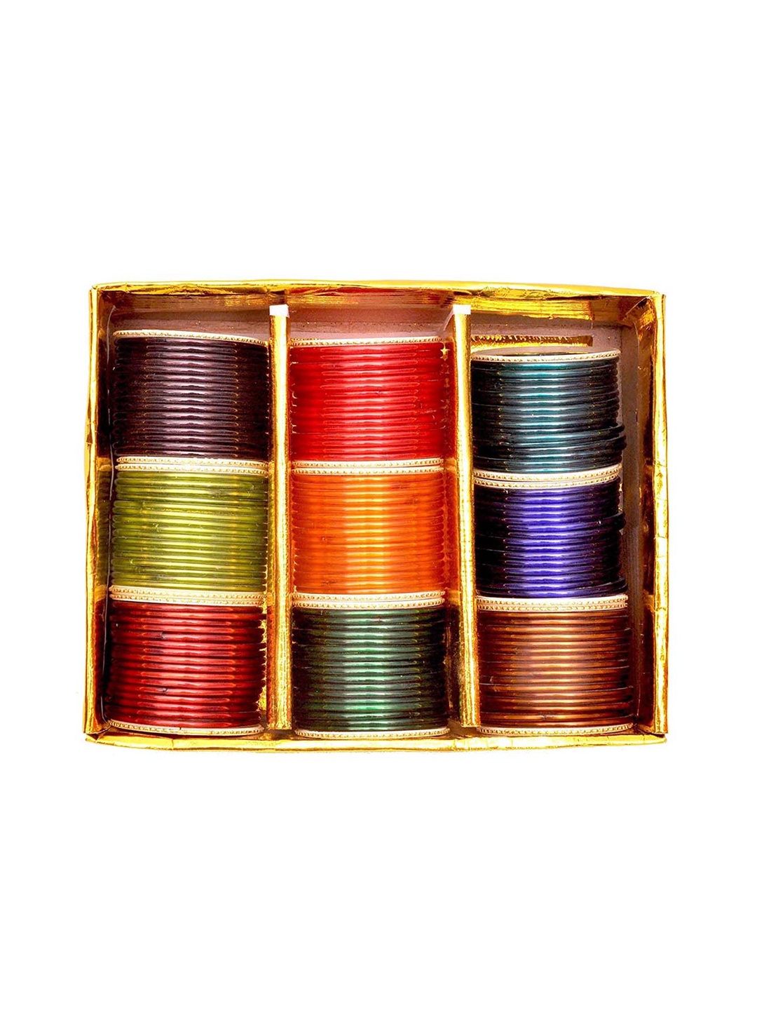 

NMII Set Of 144 Glossy Finished Antique Bangles, Red