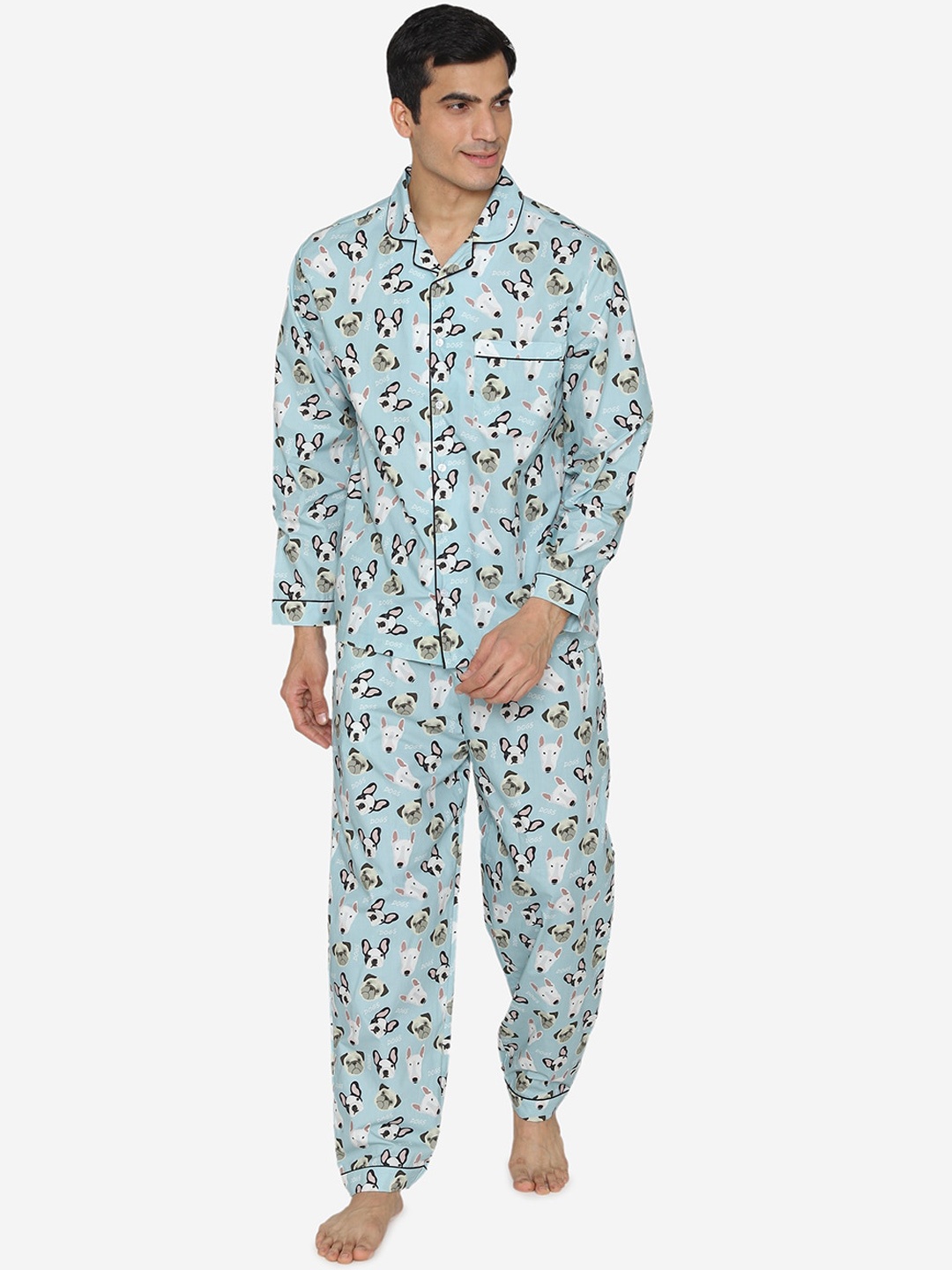 

Fluffalump Conversational Printed Pure Cotton Night Suit, Sea green