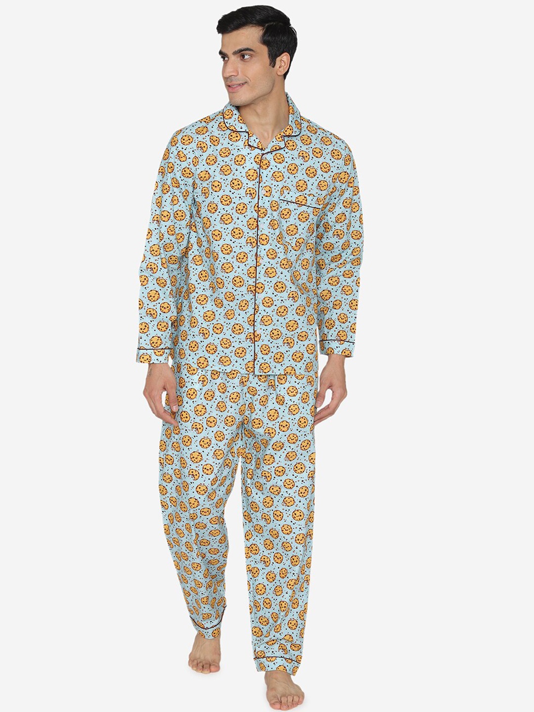 

Fluffalump Conversational Printed Pure Cotton Night Suit, Blue