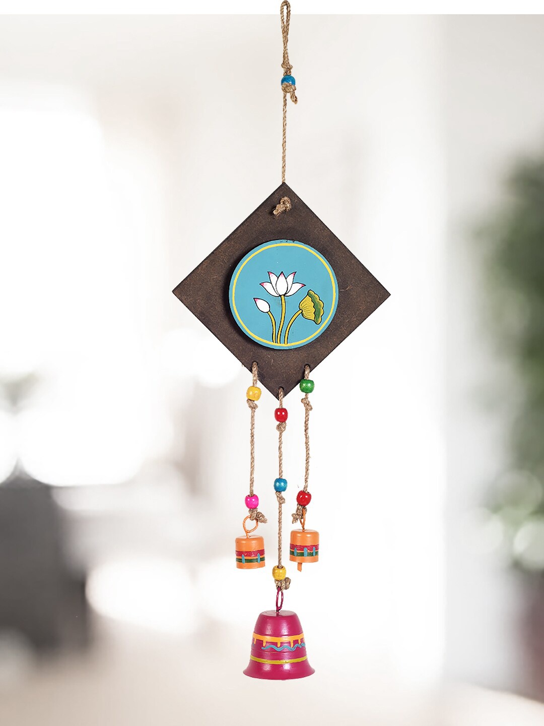 

AAKRITI ART CREATIONS Pichhwai Iteeha Brown & Blue Printed Hanging Windchime