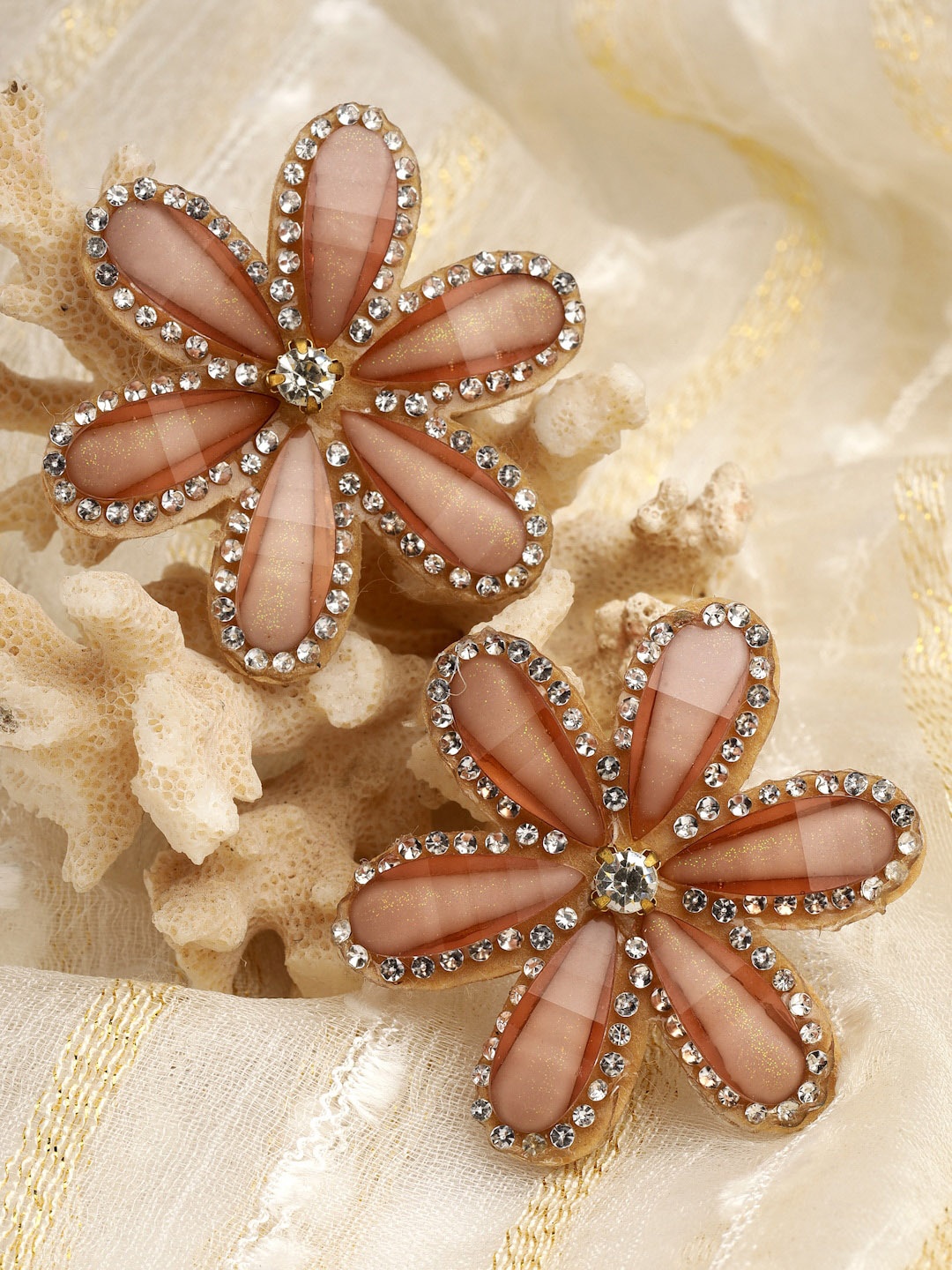 

Moedbuille Gold-Plated Floral Studs Earrings, Brown