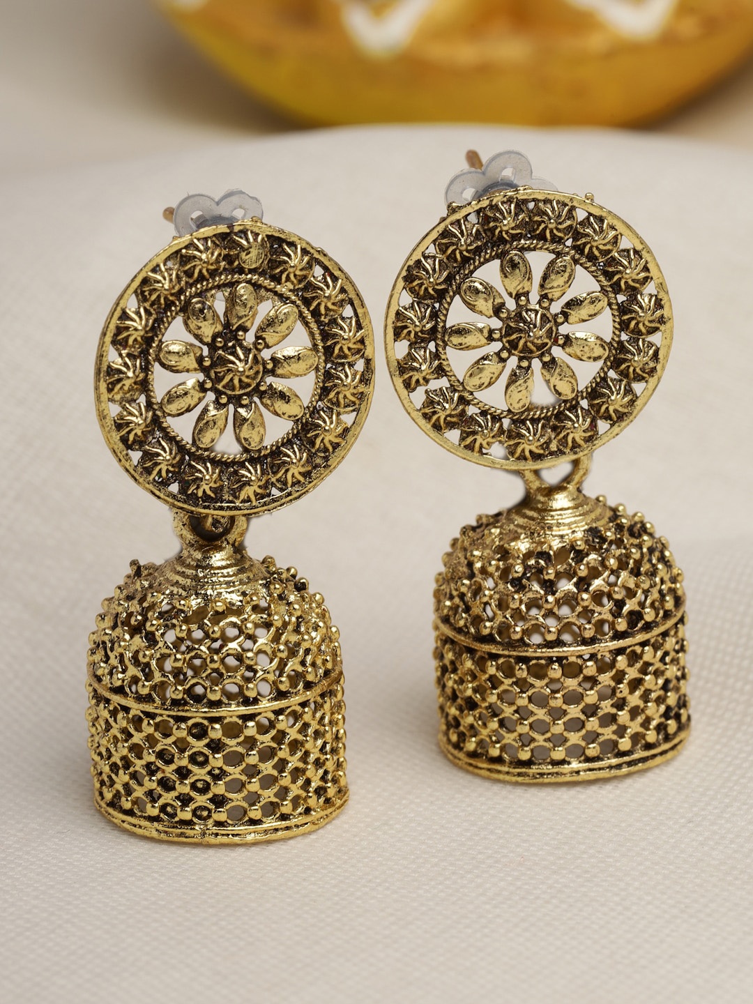 

Moedbuille Gold-Plated Dome Shaped Jhumkas Earrings