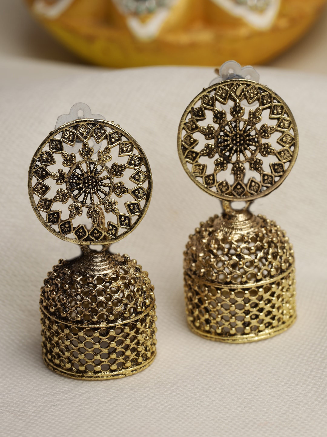 

Moedbuille Gold-Plated Dome Shaped Jhumkas Earrings
