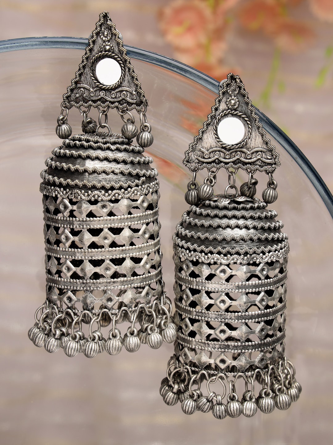 

Moedbuille Silver-Plated Dome Shaped Drop Earrings, Metallic