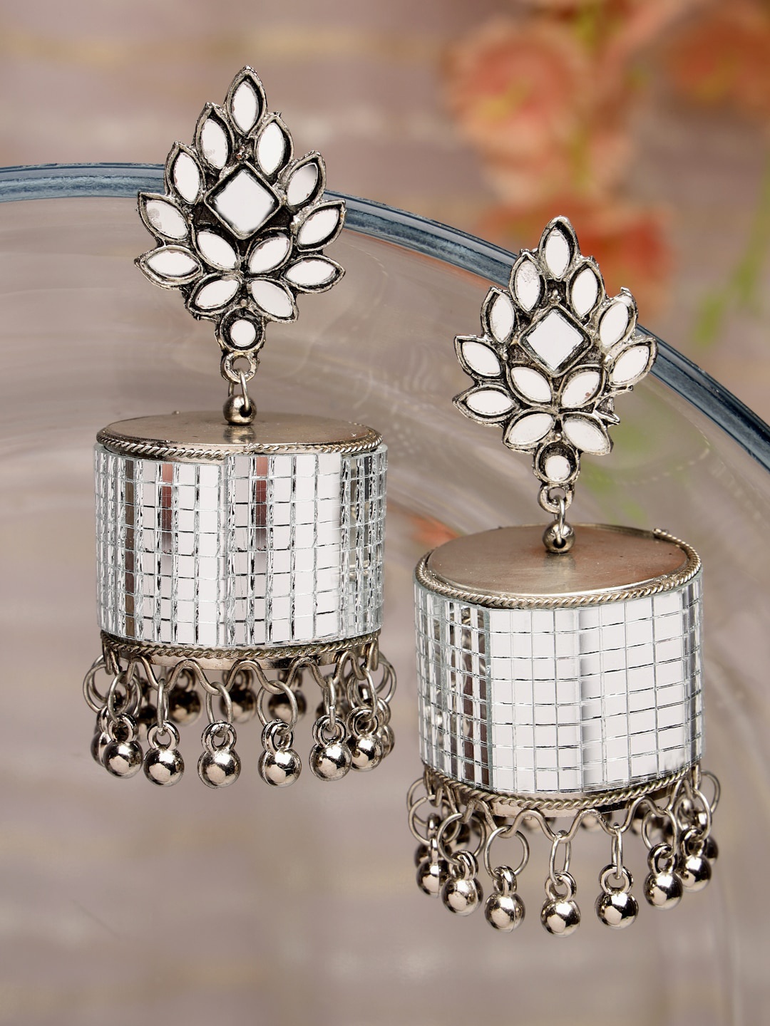 

Moedbuille Silver-Plated Dome Shaped Jhumkas