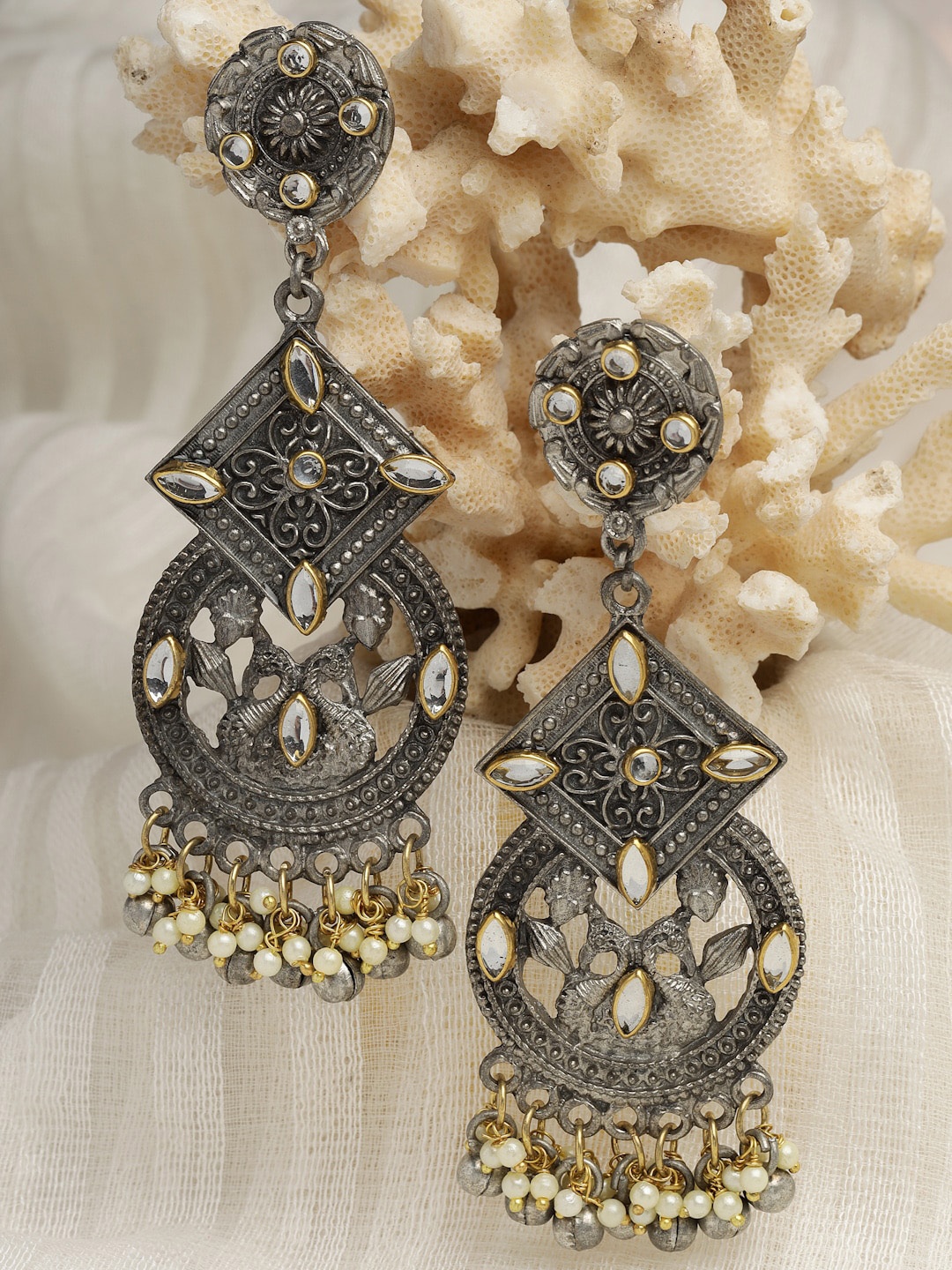 

Moedbuille Silver-Plated Crescent Shaped Drop Earrings