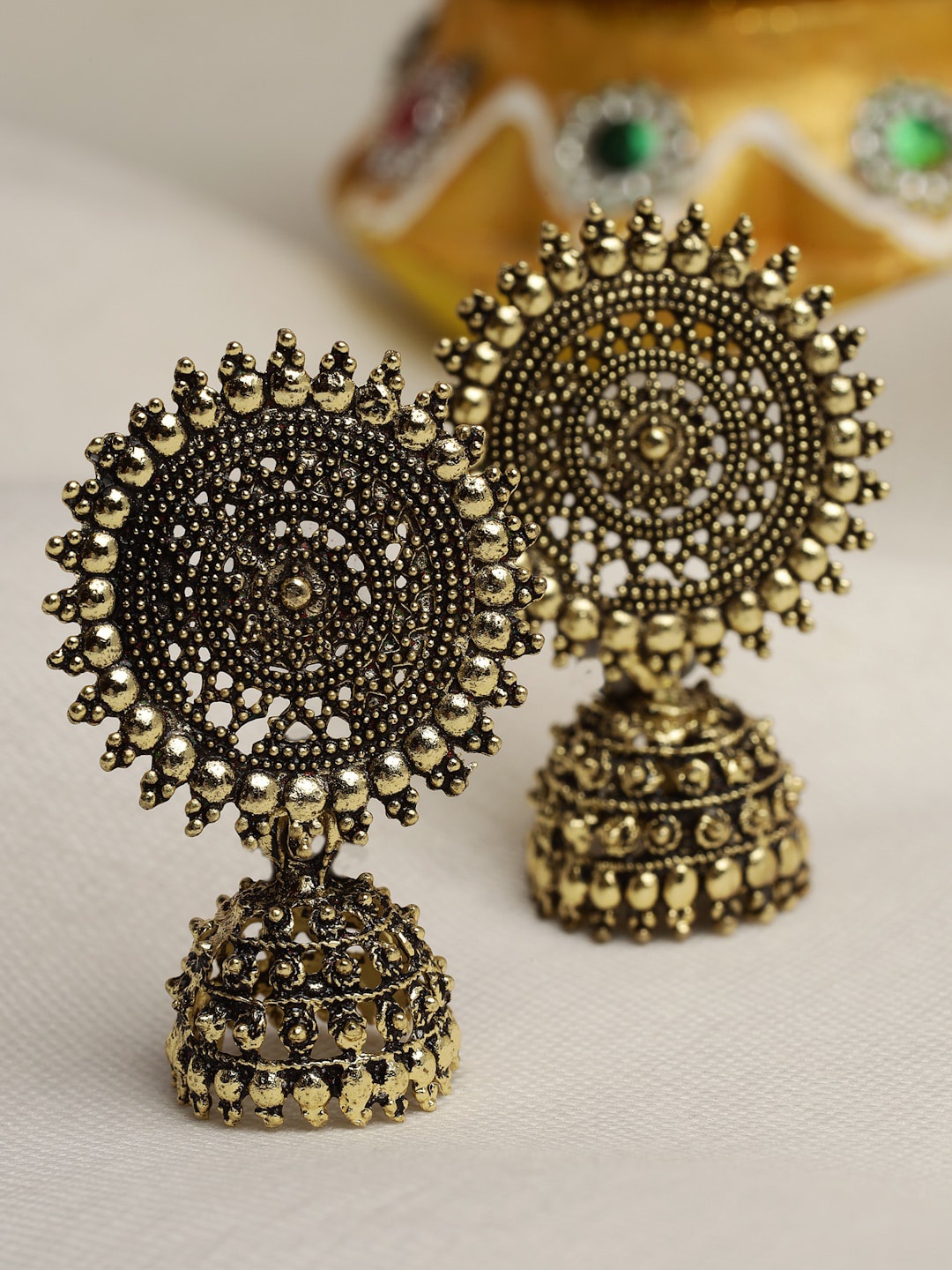 

Moedbuille Gold-Plated Dome Shaped Jhumkas Earrings