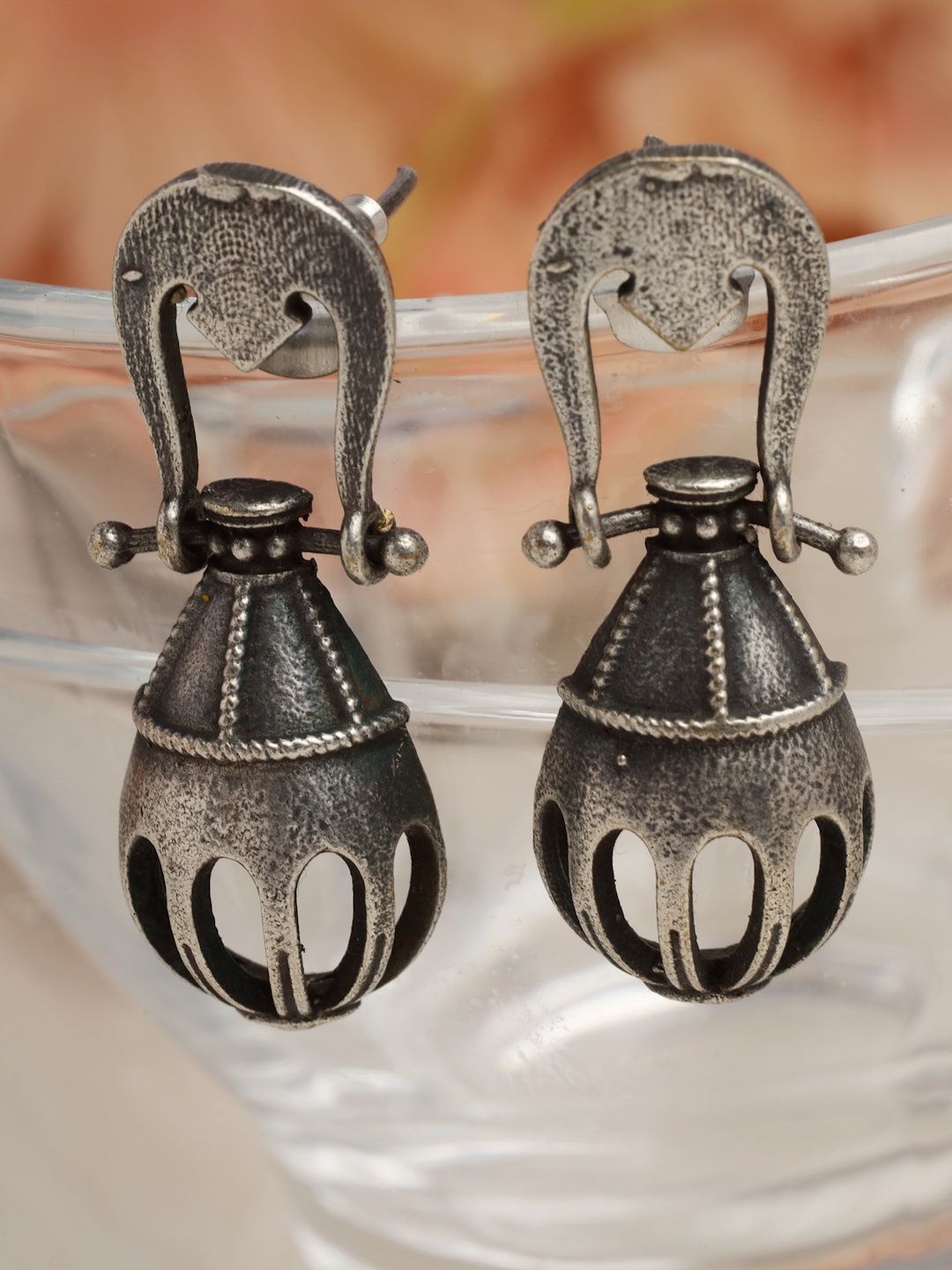

Moedbuille Silver Plated Quirky Oxidised Drop Earrings, Metallic