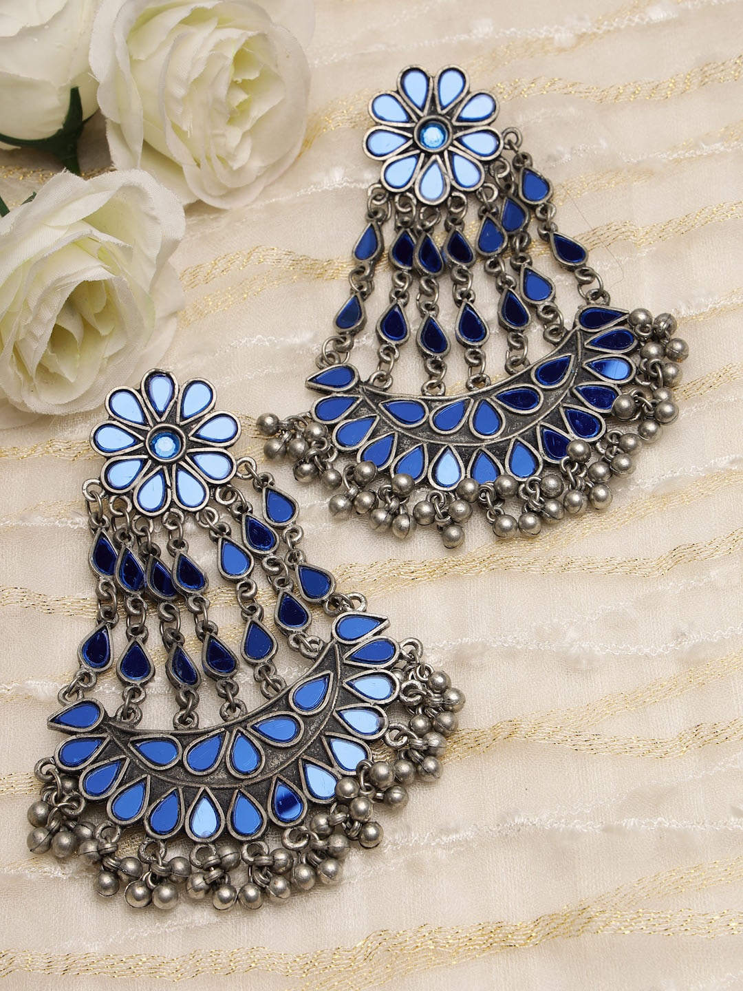 

Moedbuille Silver-Plated Floral Drop Earrings, Blue
