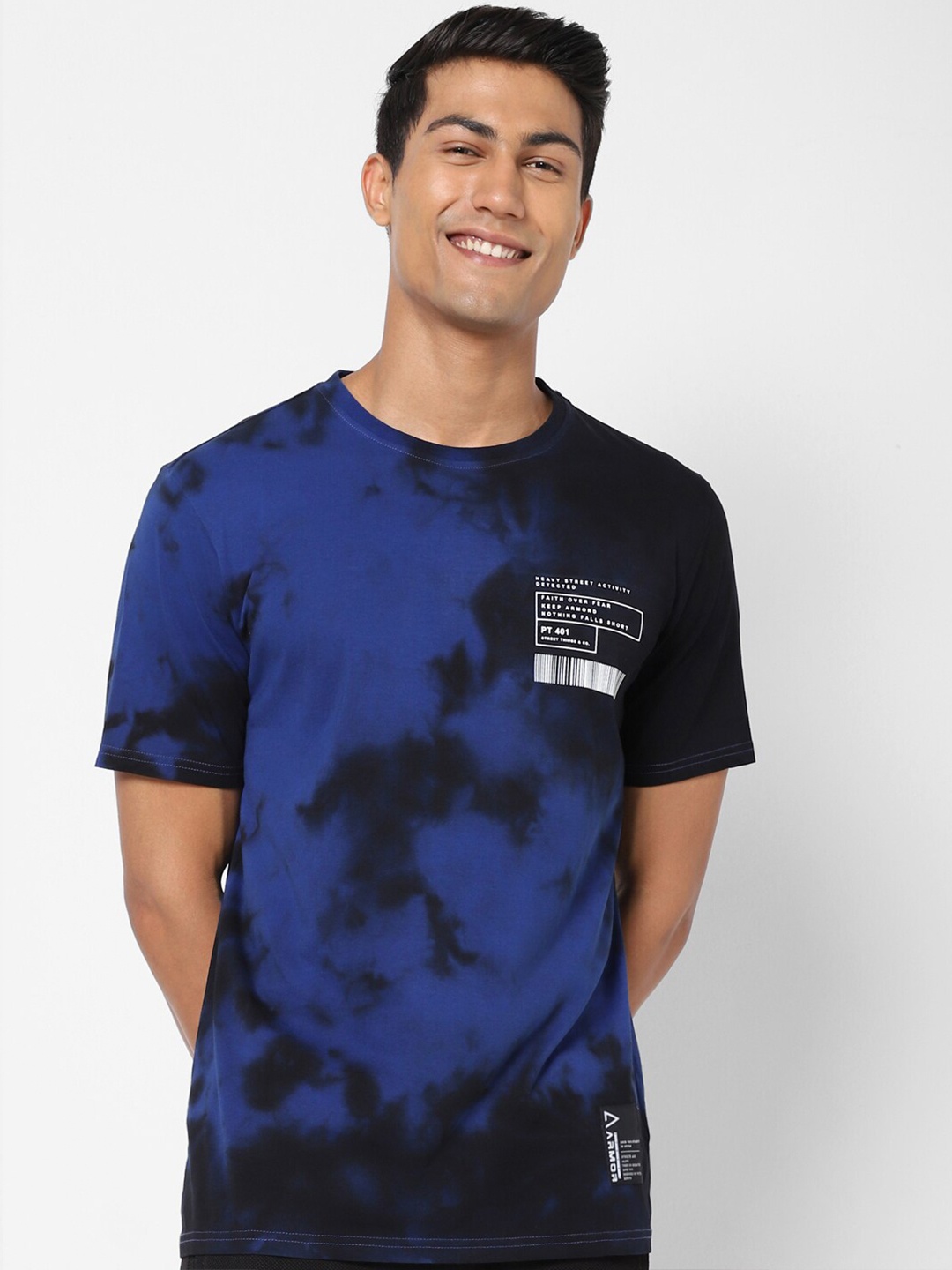 

Street Armor by Pantaloons Tie & Dye Round Neck Cotton T-shirt, Blue