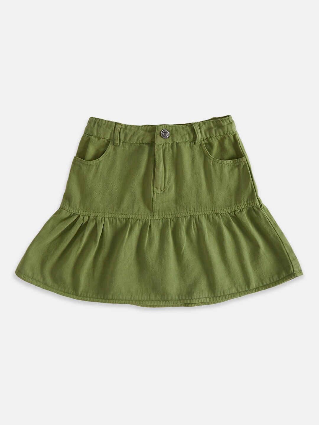 

Pantaloons Junior Girls Cotton A-Line Above Knee Skirt, Green