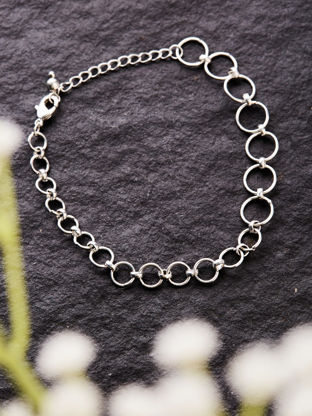 

Fabindia Gold-Plated Metal Lobster Closure Anklet, Silver