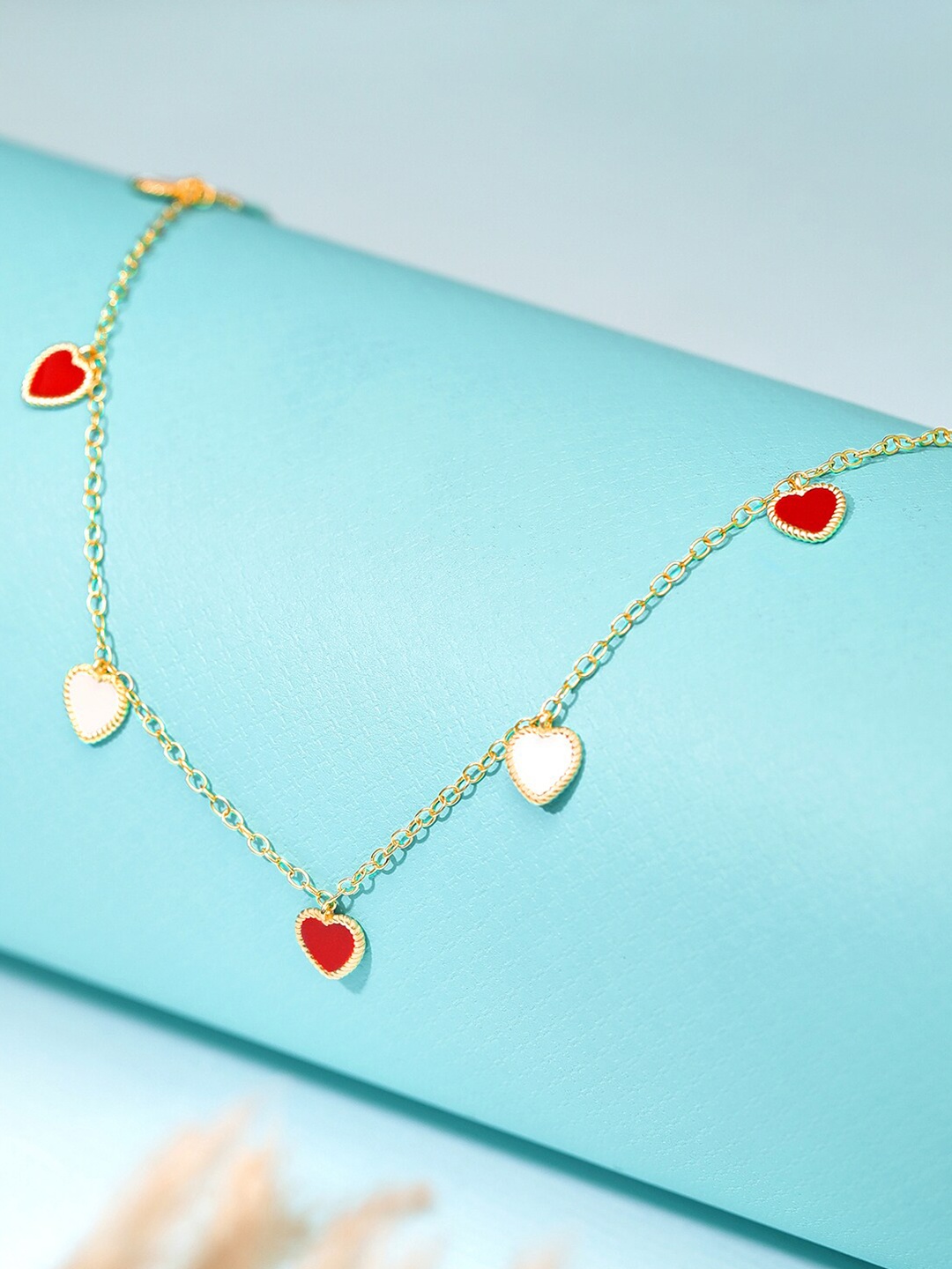 

Rubans Silver 925 Sterling Silver & Gold-Plated Enamelled Necklace, Red