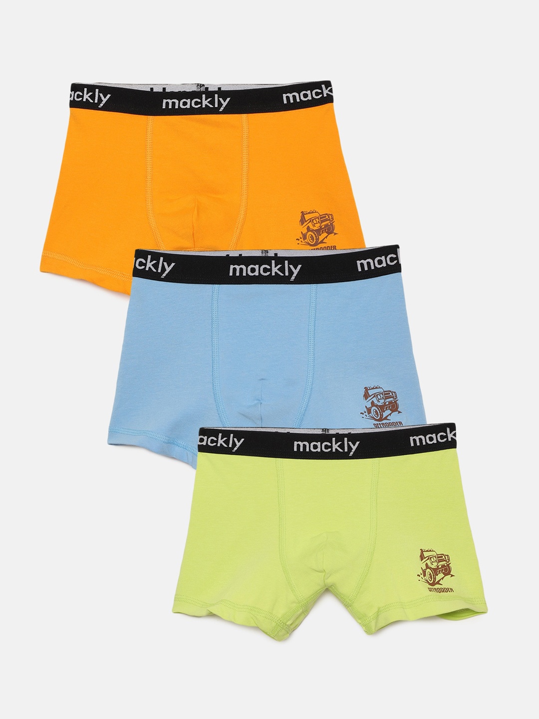 

mackly Boys Pack Of 3 Outer Elastic Mid-Rise Boxers, Orange