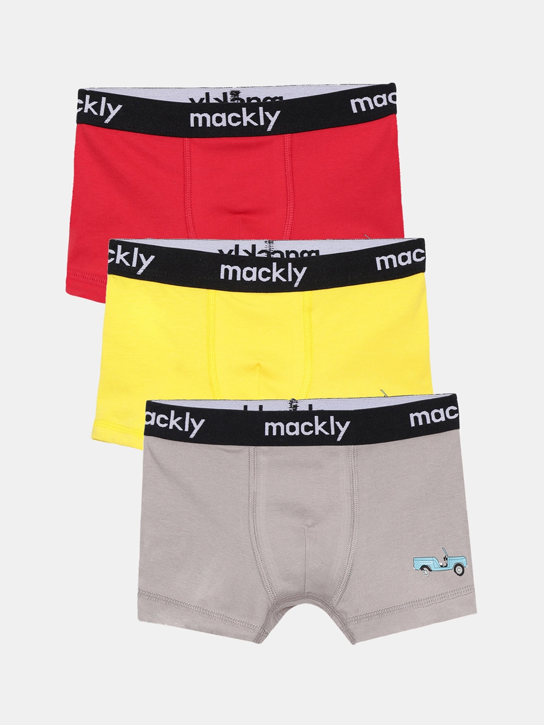 

mackly Boys Pack Of 3 Mid-Rise Trunks MB-91-A, Grey