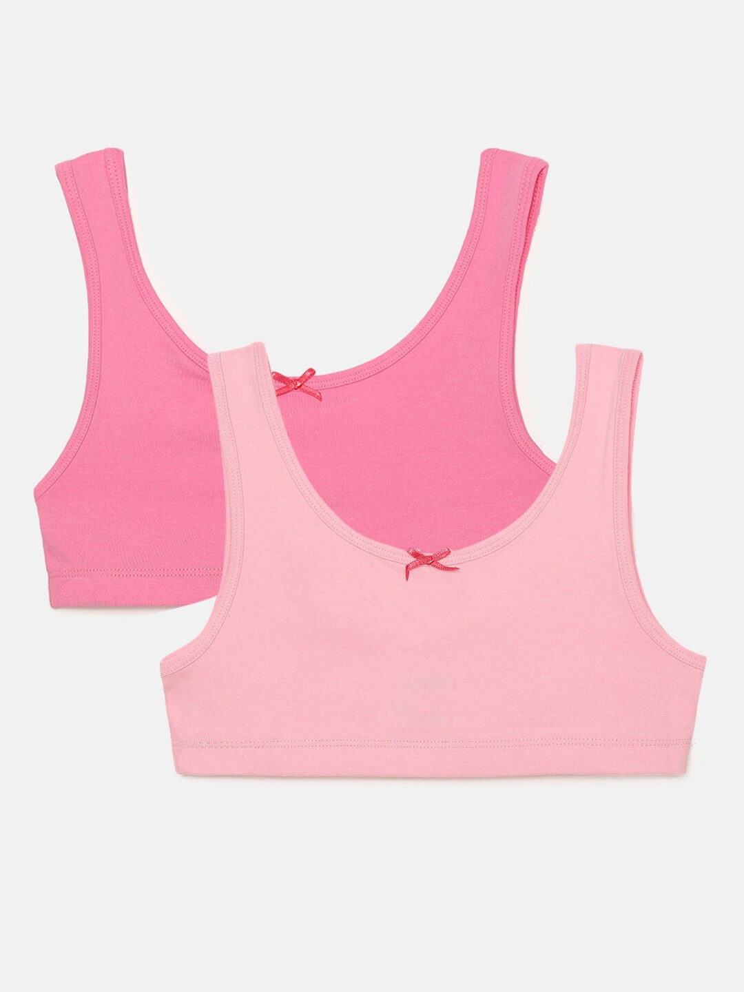 

mackly Pack Of 2 Cotton Medium Support Full Coverage Seamless Slip-On Bra, Pink